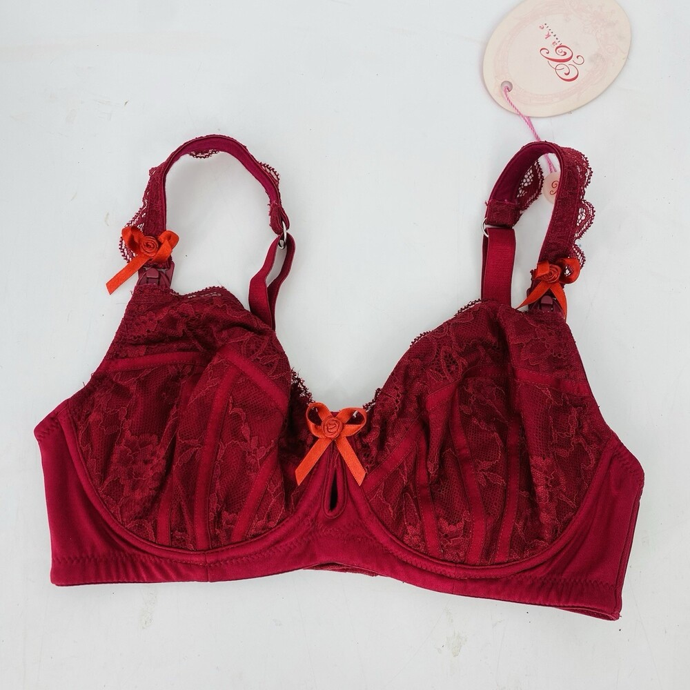 Cake Lingerie Plum Pudding Nursing Bra Burgundy Size 32D Underwire Cute Sexy